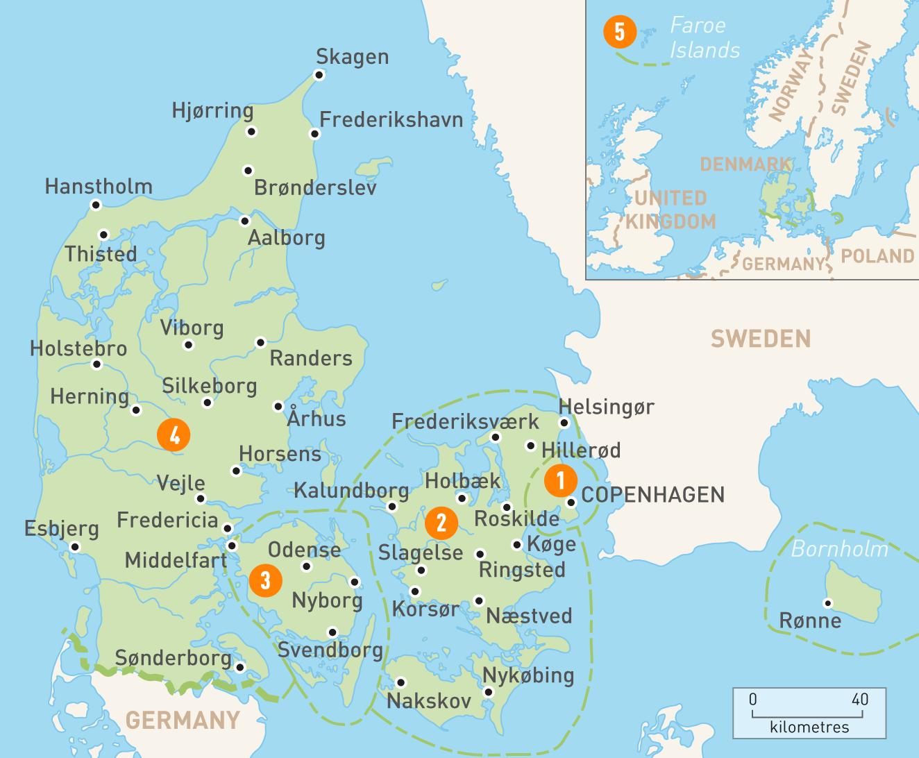 Dänemark Karte Regionen - fairyecake