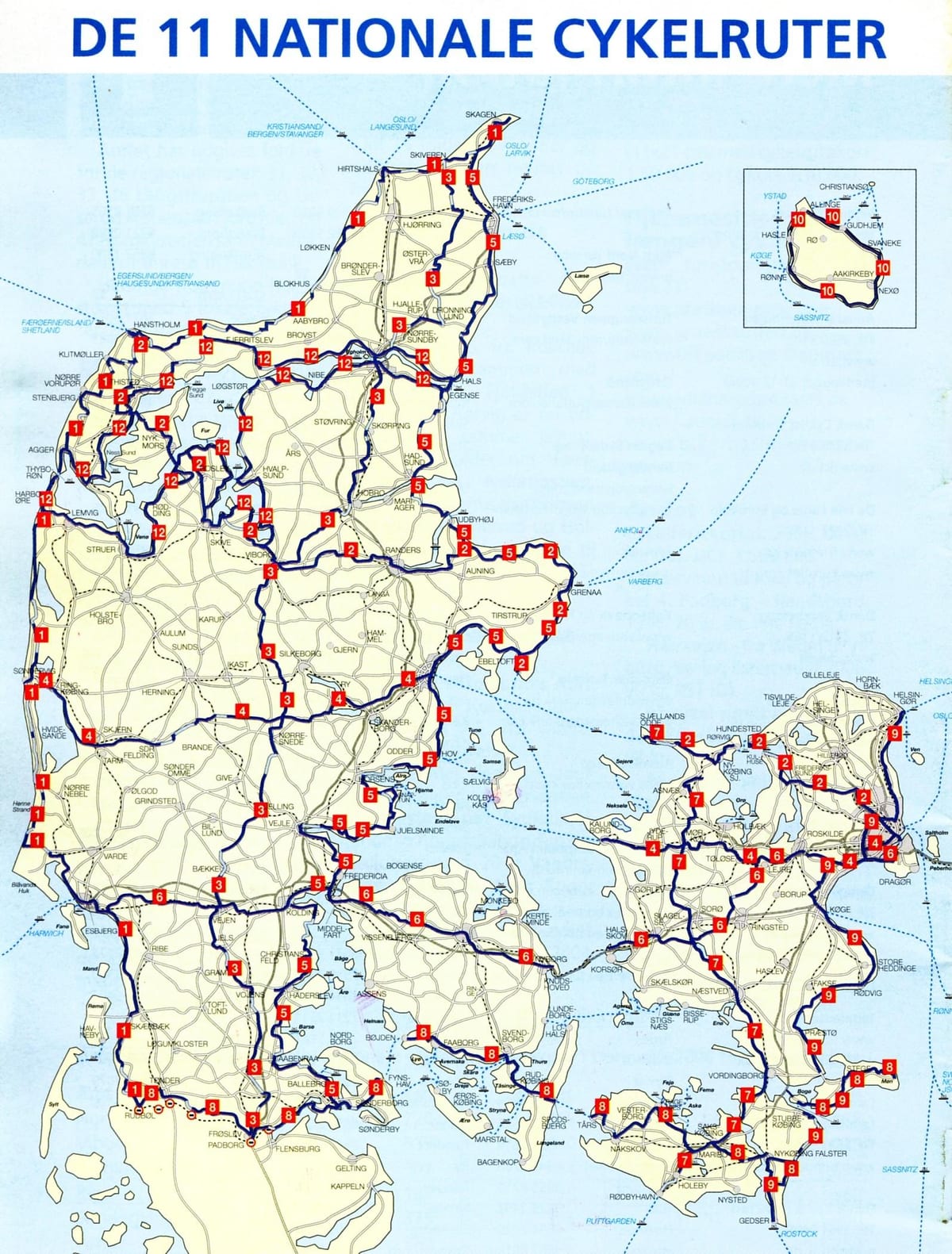 Dänemark national cycle routes map