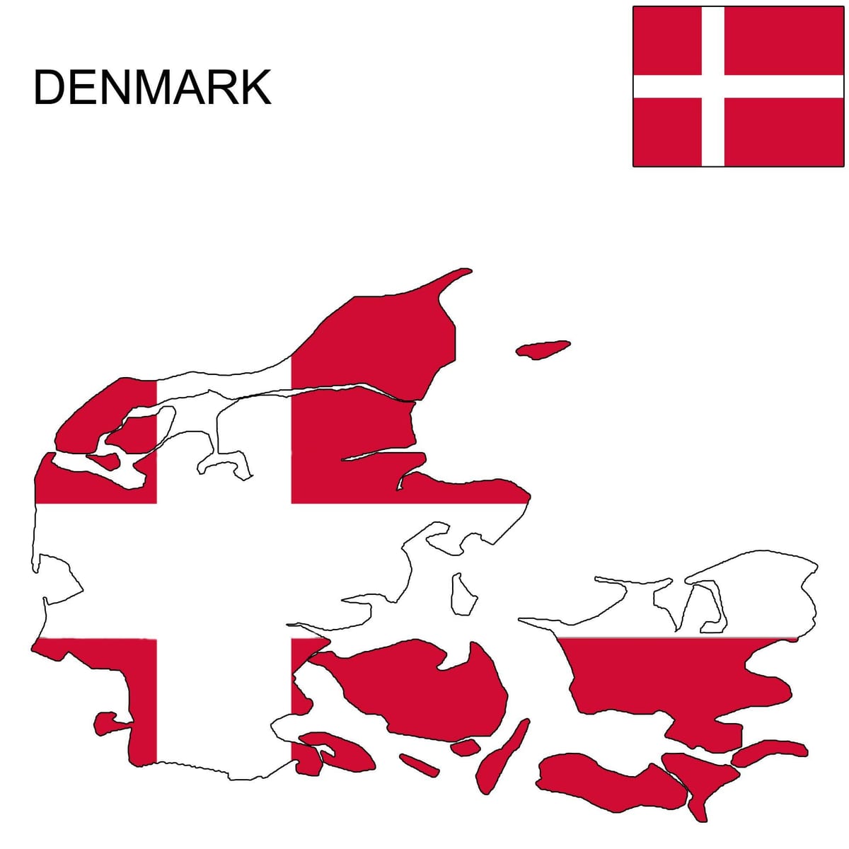 Karte von Dänemark-Flagge 