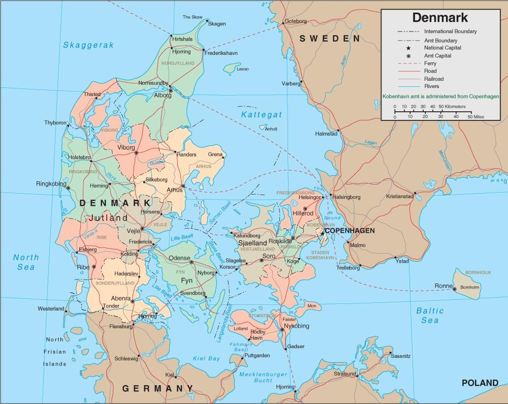 Karte von Dänemark-Fluss