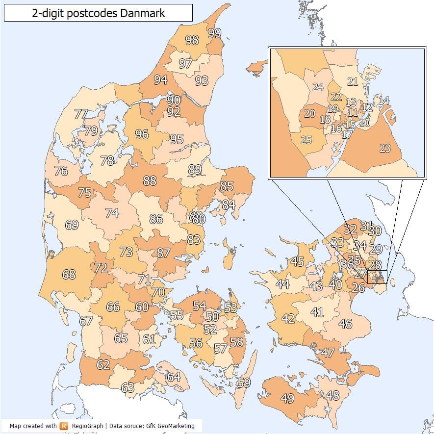Dänemark zip code map