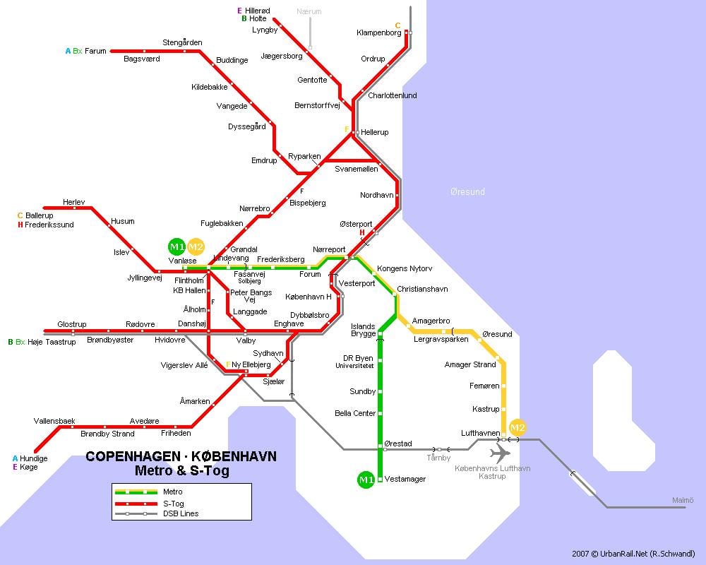 Karte von Dänemark U-Bahn 