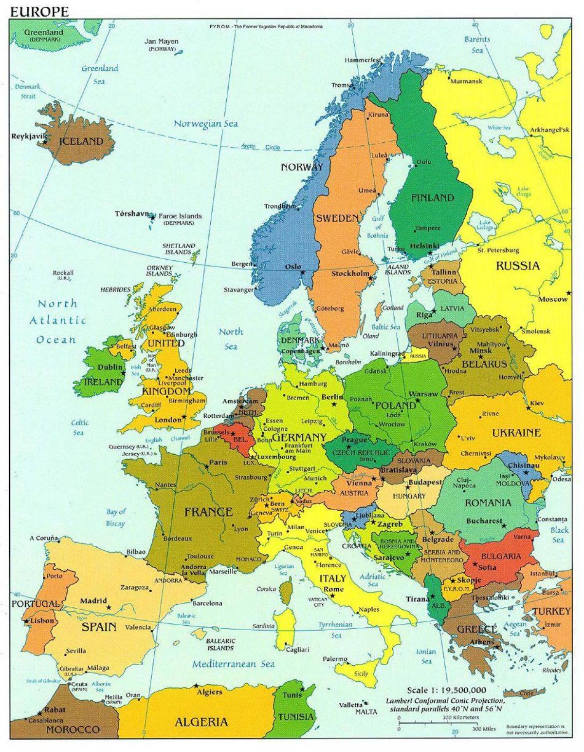 Europa-Karte zeigt Dänemark