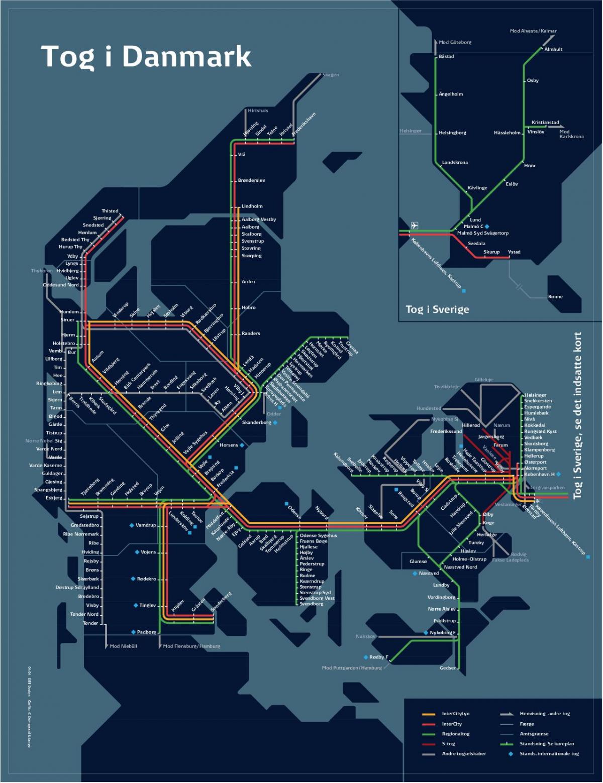 Karte von Zug Kopenhagen-Dänemark