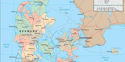Karte von Dänemark-Fähre 
