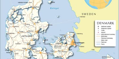 Karte über Dänemark