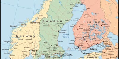 Karte von Dänemark und den umliegenden Ländern
