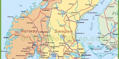 Karte von Dänemark und Norwegen